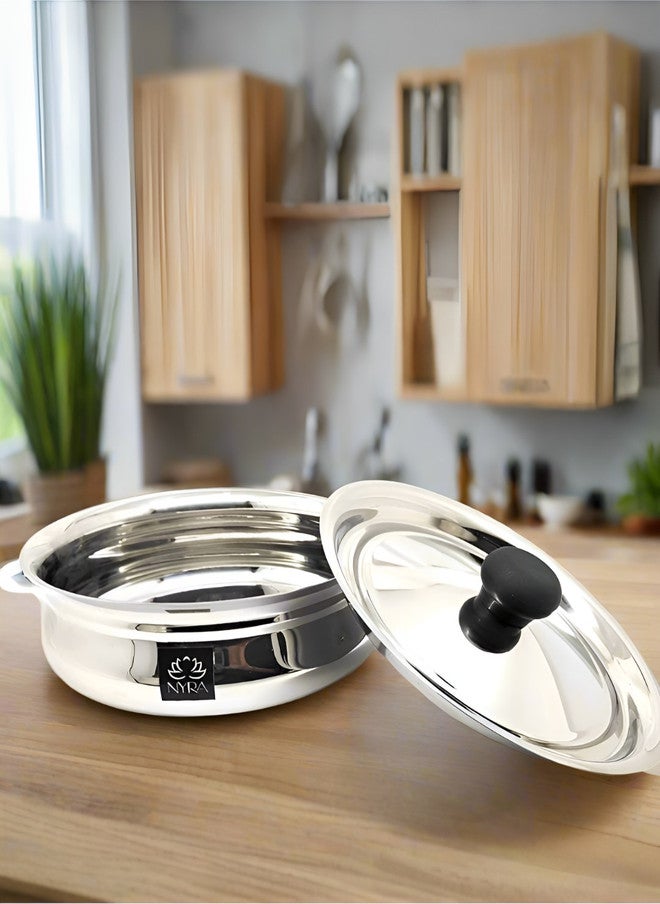 Nyra Kitchenware Silver-Toned Dishwasher Safe Stainless Steel Cooking Handi With Lid - Image 1